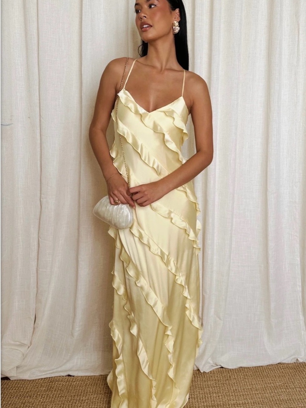 Show Me Your MuMu Yellow Ruffle Slip Dress - Picture 4 of 4
